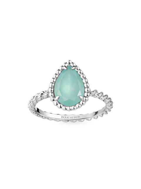 Boucheron Women's Serpent Bohème 18K White Gold & Aquaprase Small Ring - White Gold