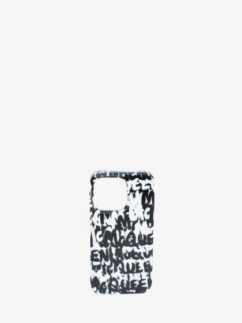 Alexander McQueen Mcqueen Graffiti Iphone 13 Pro Cover in Black/white
