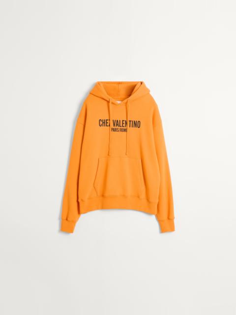 Valentino COTTON HOODED SWEATSHIRT WITH CHEZ VALENTINO PRINT