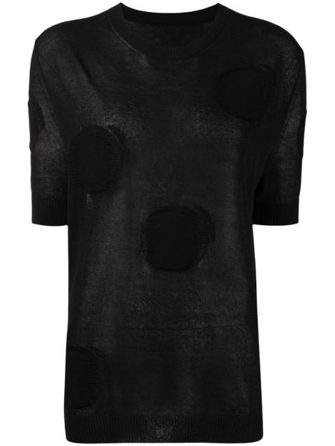 UMA WANG circle-motif short-sleeved knitted top