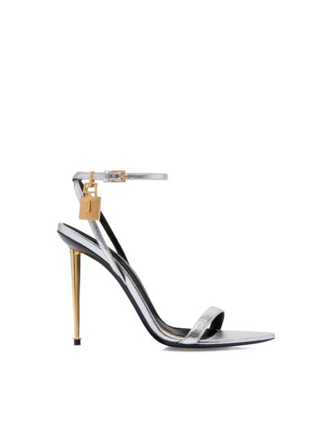 LAMINATED NAPPA LEATHER PADLOCK POINTY NAKED SANDAL