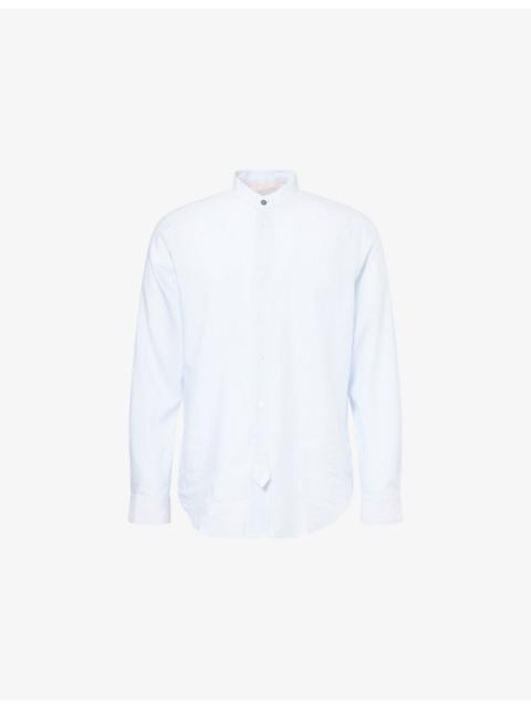 Paul Smith Grandad-Collar Long-Sleeve Cotton and Linen-Blend Shirt