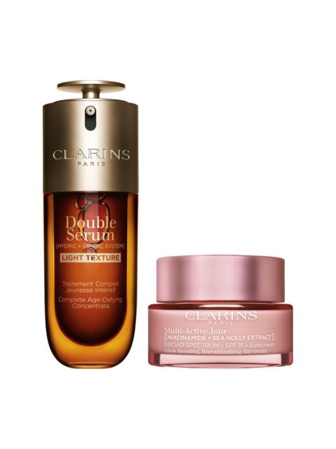 CLARINS Multi-Active Set with SPF | 1.7 Oz. Double Serum Light and Multi-Active Day Cream With SPF | Anti-A
