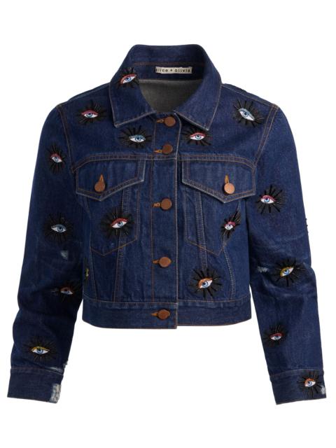 Alice + Olivia CHLOE EMBELLISHED DENIM JACKET