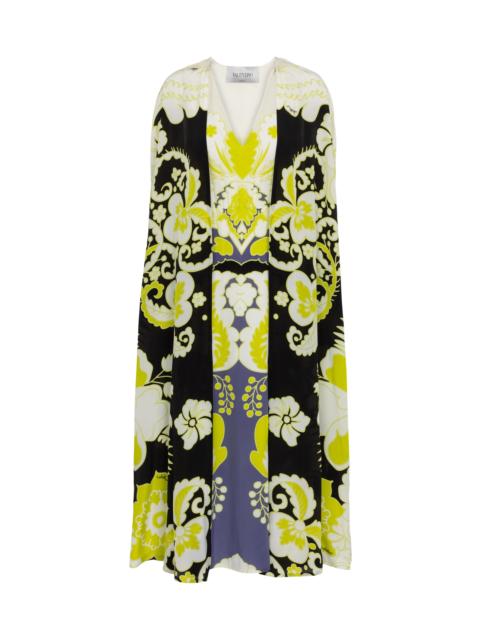 Valentino Valentino caped floral silk midi dress