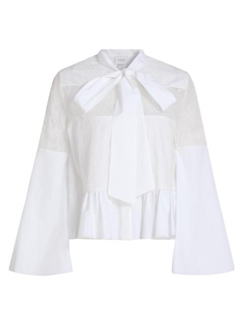 GIAMBATTISTA VALLI Women's Lace-Trimmed Cotton Blouse - Off White