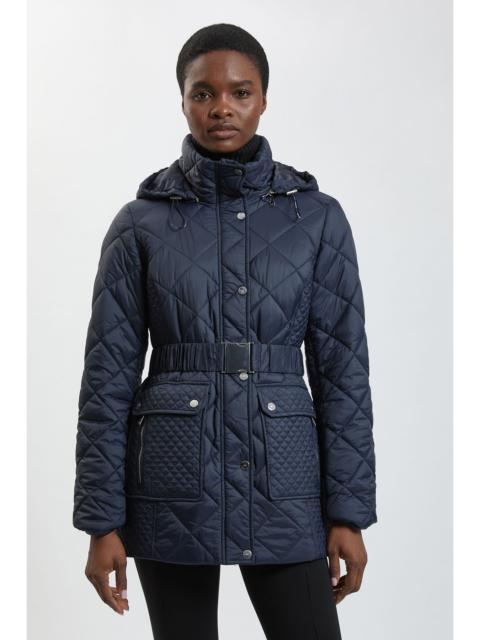 KAREN MILLEN Diamond Quilted Belted Short Padded Coat