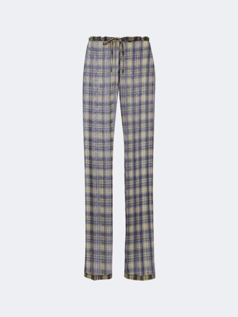 Dries Van Noten Semi-sheer checked wide-leg pants
