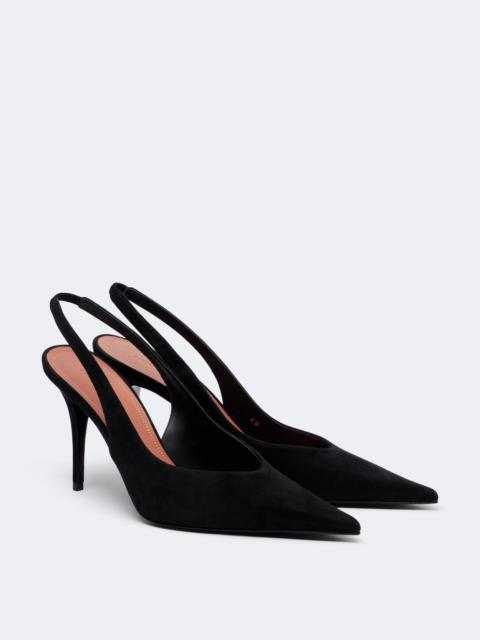 Amina Muaddi Anok suede slingback pumps