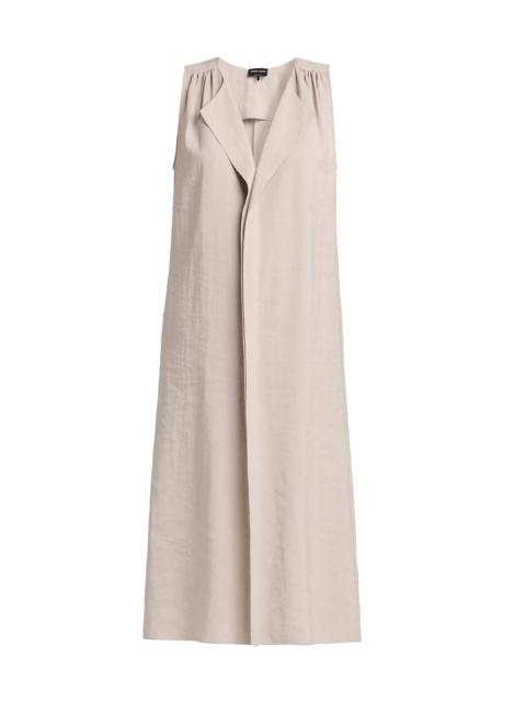 GIORGIO ARMANI Women's Silk-Blend Center-Seam Midi-Dress - Solid Light Pastel Grey