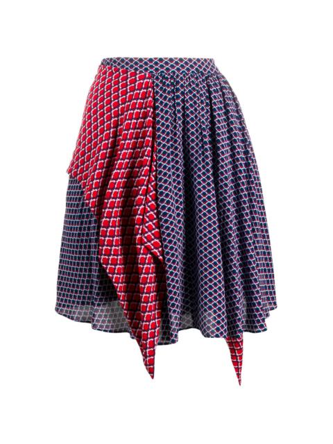 KENZO panelled geometric-print skirt
