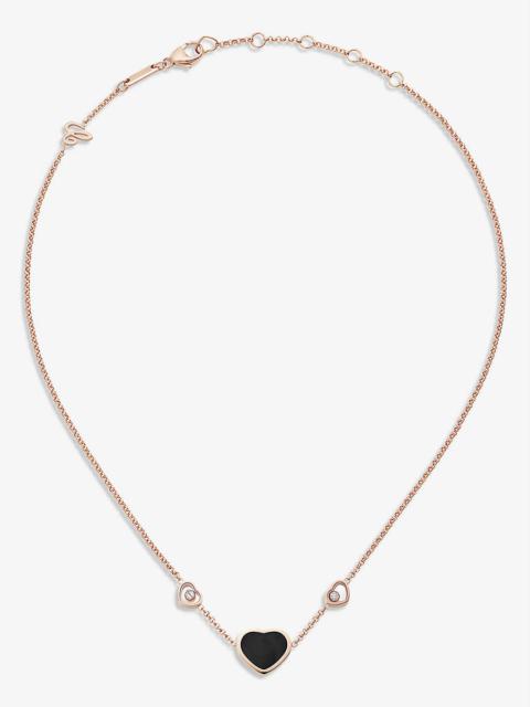 Happy Hearts 18ct rose-gold, 0.1ct diamond and onyx necklace