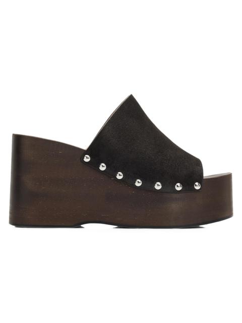 Stuart Weitzman Women's Kate 100MM Studded Suede Clogs - Shadow