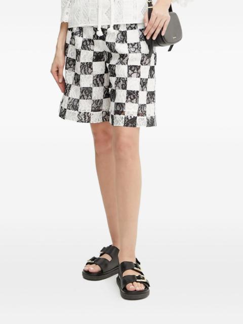 PINKO checkerboard lace shorts