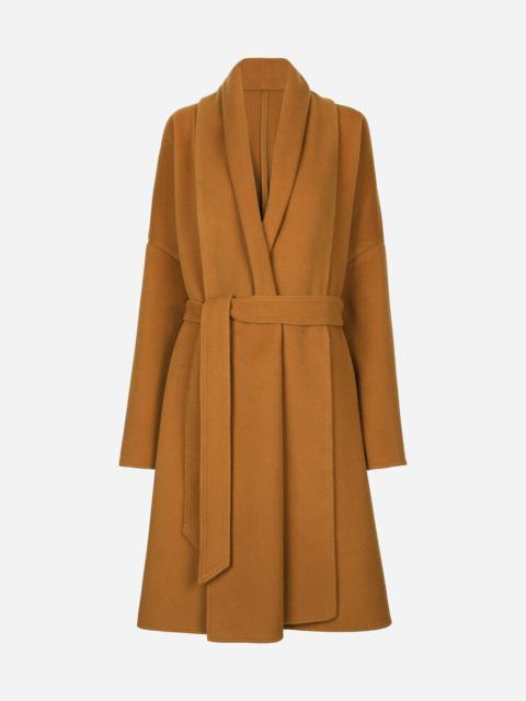 Belted oversize cashmere wool coat