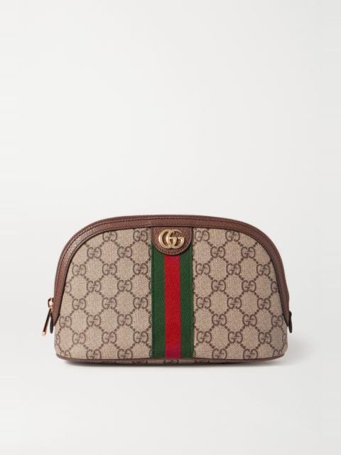 GUCCI Leather-trimmed printed coated-canvas cosmetics case