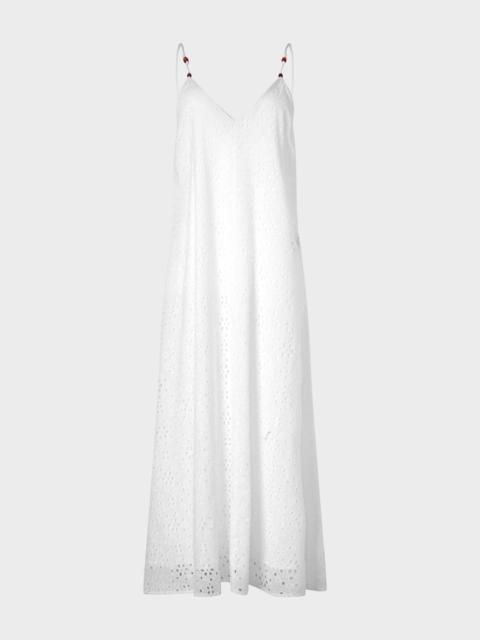 Vilebrequin WOMEN FLORAL BRODERIE ANGLAISE V-BACK MAXI DRESS