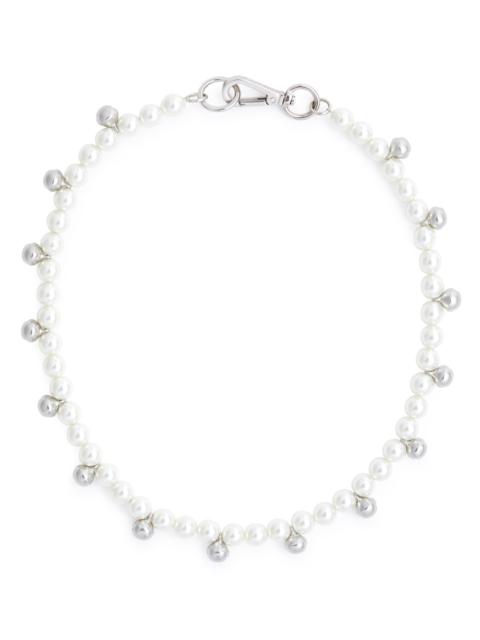 Bell charm faux pearl necklace
