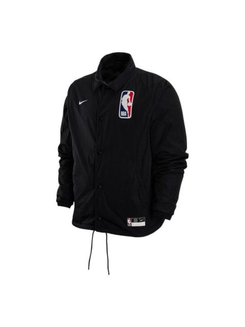 Nike NBA Logo Back Letters Zipped Jacket 'NBA Black' DR2331-010