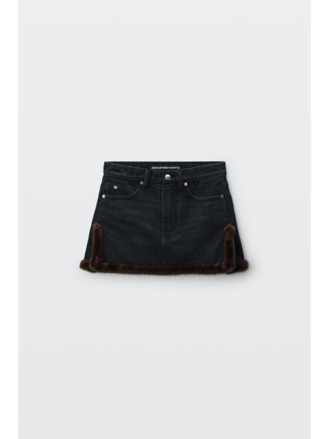 Alexander Wang faux fur trim denim skirt