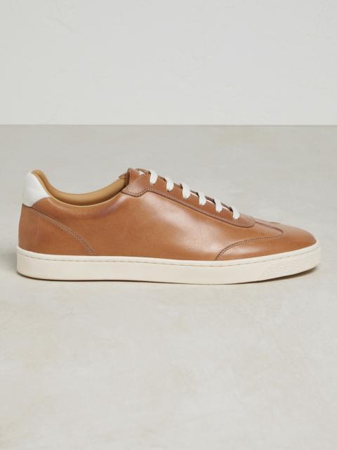 Brunello Cucinelli Waxed calfskin sneakers with natural rubber sole