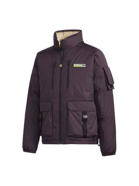 adidas originals Premium Jkt 1 Stay Warm Woven Reversible Cargo Stand Collar Sports Down Jacket Purp