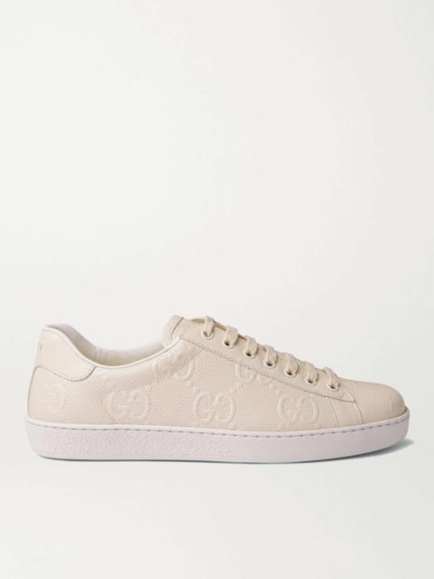 GUCCI Ace Logo-Embossed Perforated Leather Sneakers
