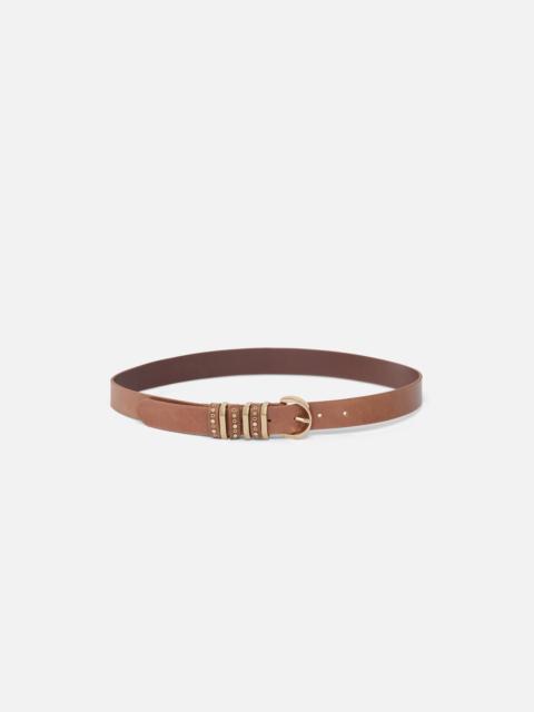 PINKO SHINY LEATHER BELT WITH METAL LOOPS, 3 CM