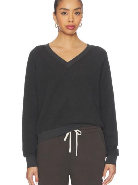 perfectwhitetee Zuri Reverse Fleece V Neck Sweatshirt