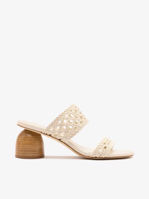 Dew Drop Macrame Sandal In Ivory Leather