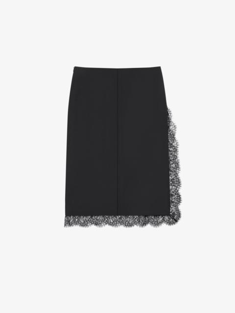 SKIRT IN WOOL AND MOHAIR WITH LACE