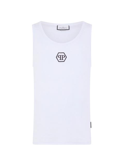 PHILIPP PLEIN logo-embroidered cotton tank top