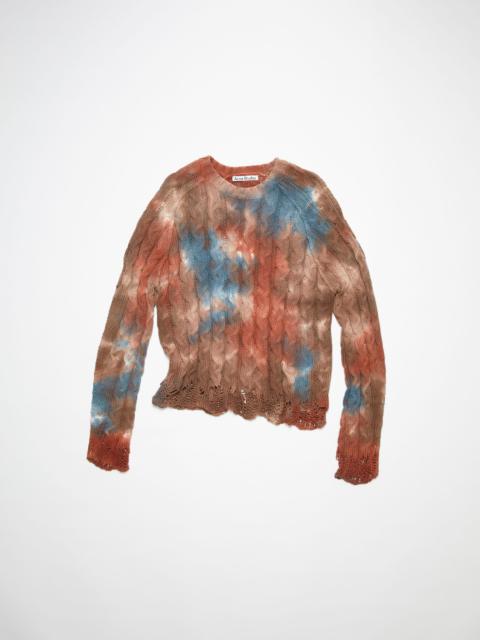 Tie-dye cable-knit jumper - Rust brown/blue