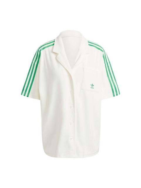 adidas (WMNS) adidas Originals Resort Shirt Asia Sizing 'White Green' JH0614