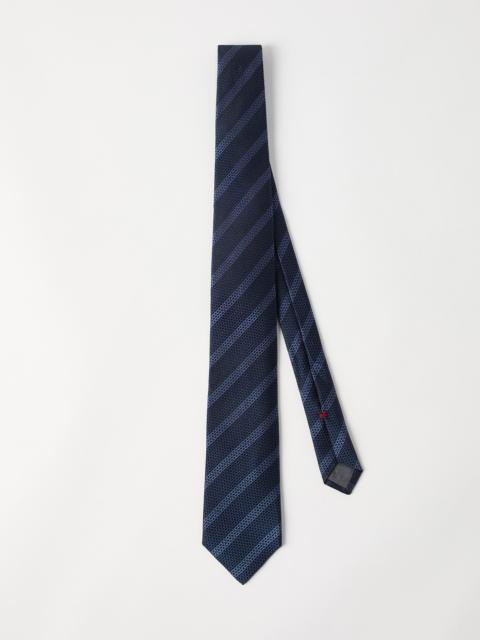 Brunello Cucinelli Textured silk tie with stripes