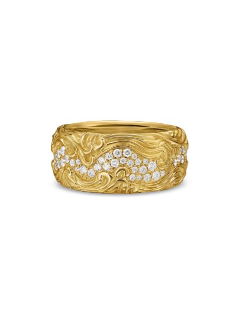 DAVID YURMAN Men's Waves Band Ring in 18K Yellow Gold - Diamond