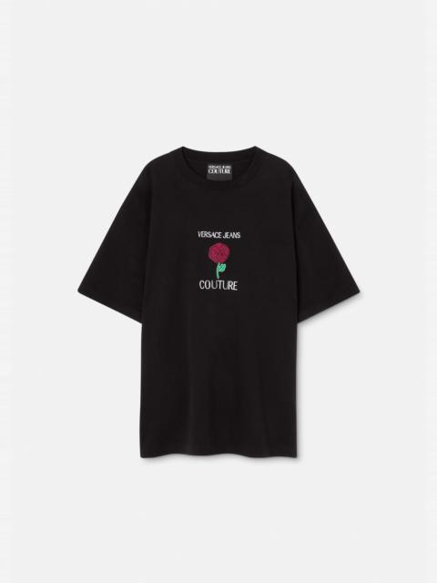 VERSACE JEANS COUTURE Roses Logo T-Shirt