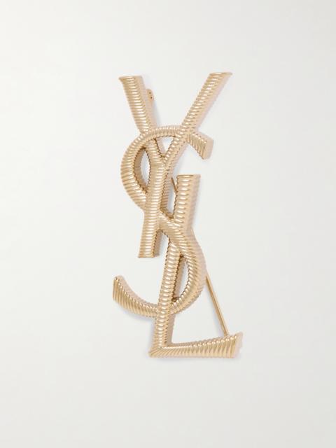 SAINT LAURENT Cassandre Gold-tone Brooch
