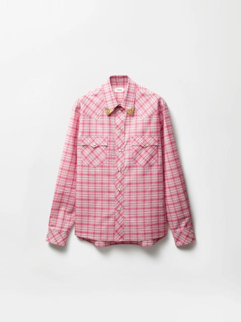 VERSACE Checked Cotton-Poplin Slim Shirt