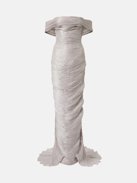 MARMAR HALIM Off-shoulder pleated bustier gown