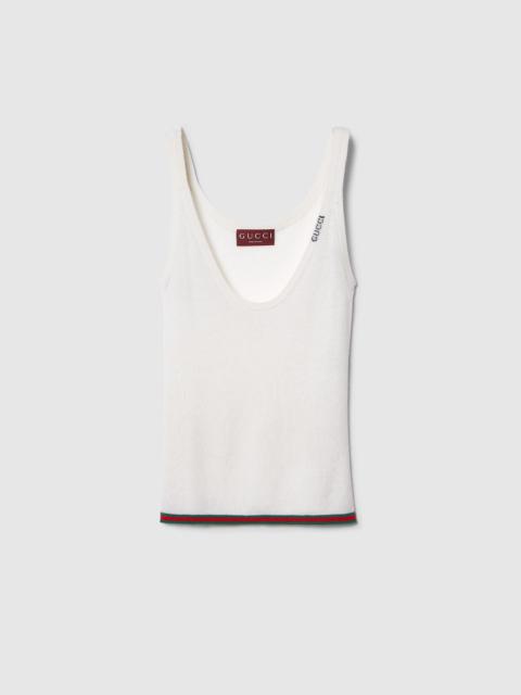 Fine rib cashmere and silk tank top