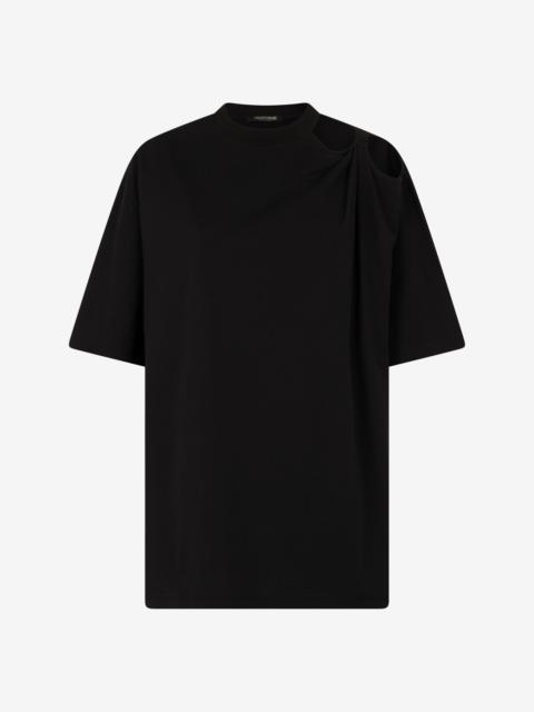 T-Shirt with Cut-Out and Tiger Head