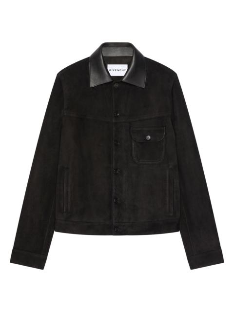 Givenchy Men's Jacket in Suede with Asymmetrical Pocket - Black