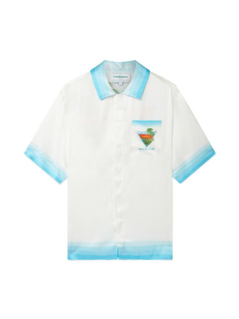 Palm Springs Icon Blue Cuban Collar Silk Shirt