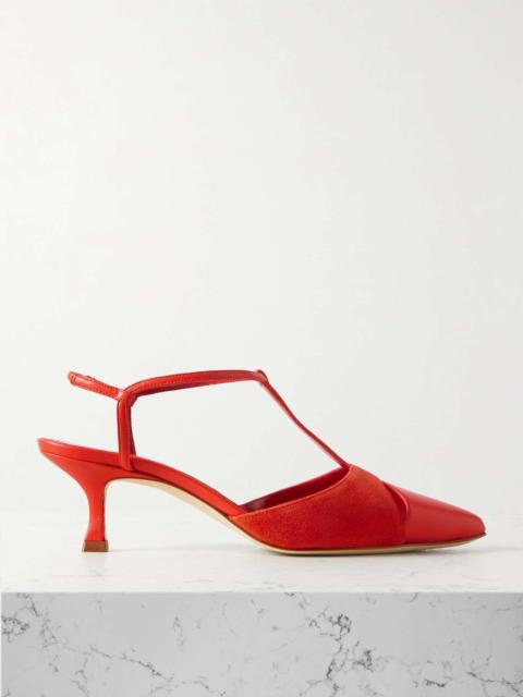 Turgimod 50 cutout leather and suede slingback pumps