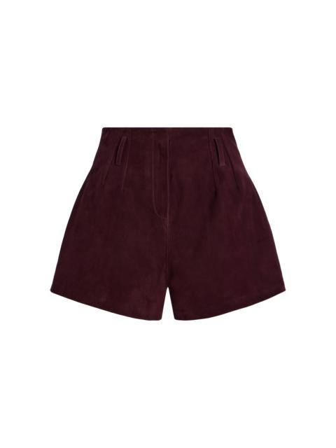 The Frankie Shop Lise Suede Shorts burgundy