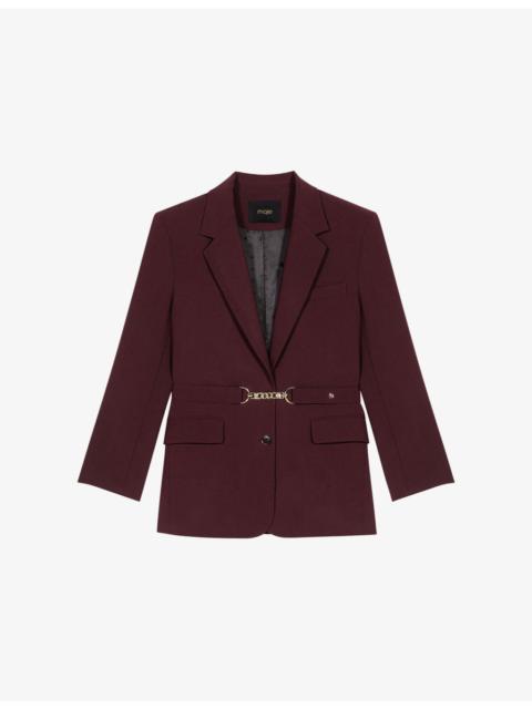 maje Belted Single-Breasted Stretch Wool-Blend Blazer