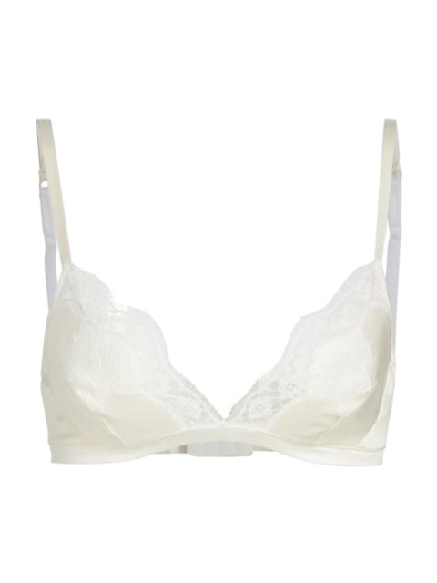Dolce & Gabbana Women's Lace-Trimmed Silk Bra - Bianco Natural
