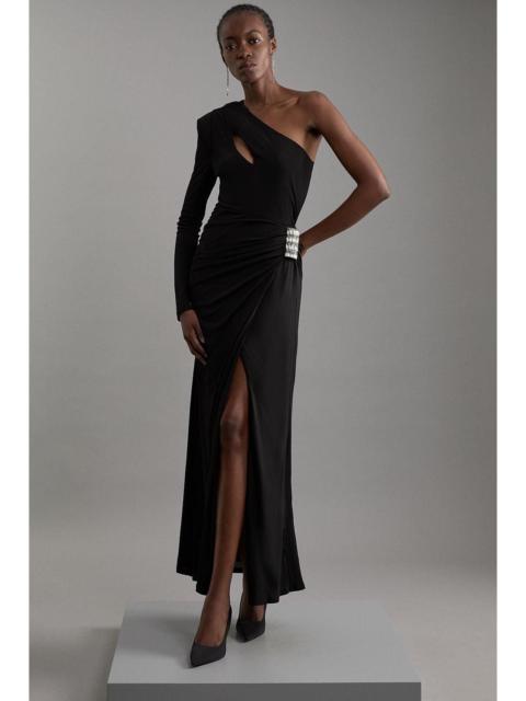 KAREN MILLEN Premium Viscose Jersey Hardware Maxi Dress