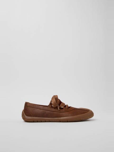 CAMPER Peu Path+ Brown Leather Ballerinas for Women.